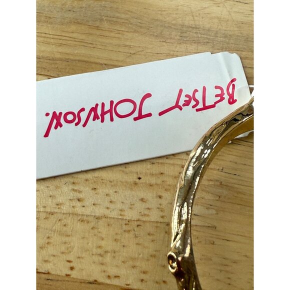 Betsey Johnson Rose-Themed Hinged Bangle Bracelet With Pink Rhinestones & Blue - Picture 8 of 14